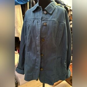 Chico's Classic Dark Aqua Blue Jean Jacket